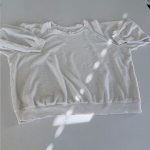 THE GREAT. Textured Cream Crewneck 3/4 sleeve